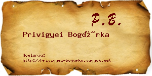 Privigyei Bogárka névjegykártya